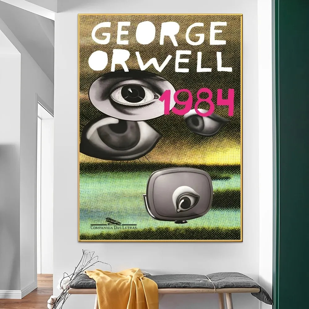 affiches pop art révolutionnaires géorges orwell 1984 graphiques abstrait oeil stylisé rouge noir beige