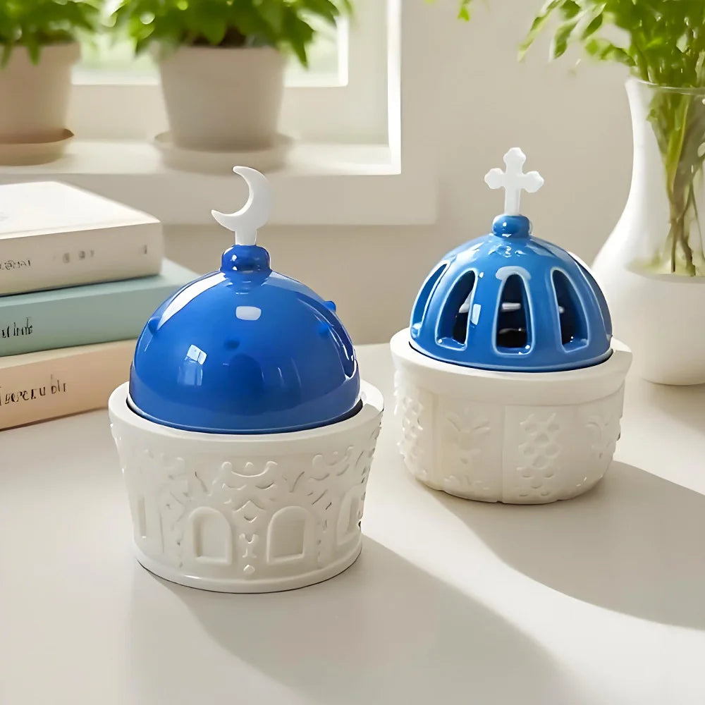 diffuseur huiles essentielles silicone blanc bleu vert motifs géométriques fenêtres modernes