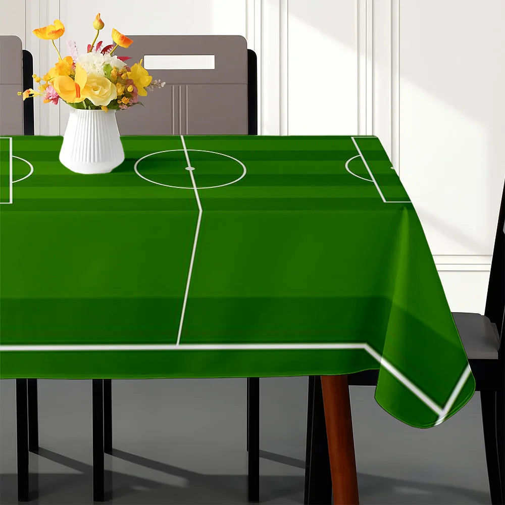 nappe table rectangulaire rayée vert foncé moderne terrain football clips grande dimension cuisine maison