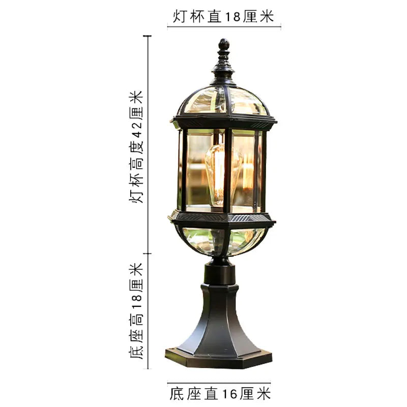 lampe sol noir transparent classique extérieure ip65 led 42cm haute qualité fixations