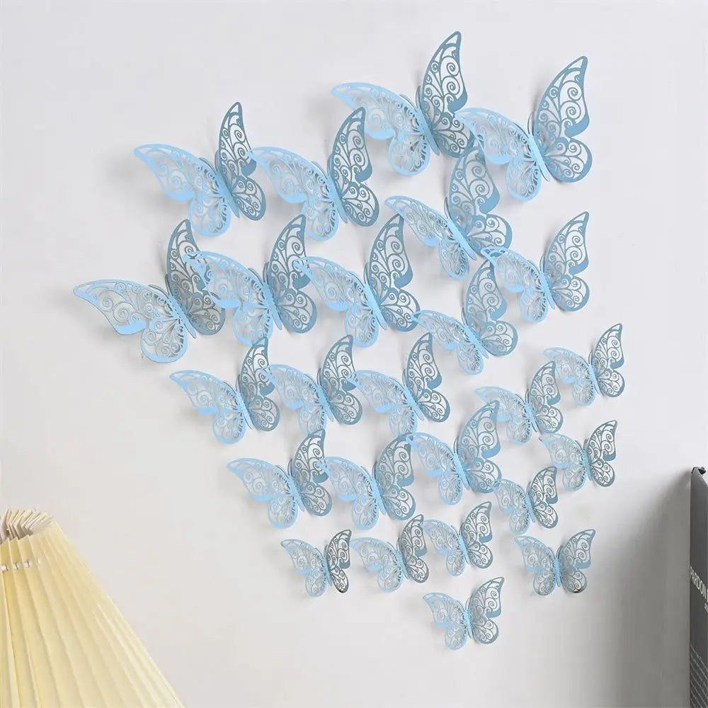 papillons décoratifs transparents artisanal adhésif jaune gris bleu vert rose violet doré rouge blanc