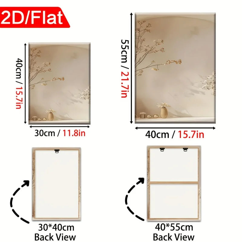 tableaux mural nature morte fleurs blanches vase blanc arche beige moderne encadrés miroir clips
