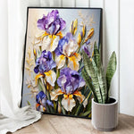 toile peinte fleurs iris diy kit débutants adultes coloriage numérique reliefs stress 50x40cm