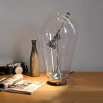 lampe table transparente industrielle abat jour texturé base métal argenté led chambre