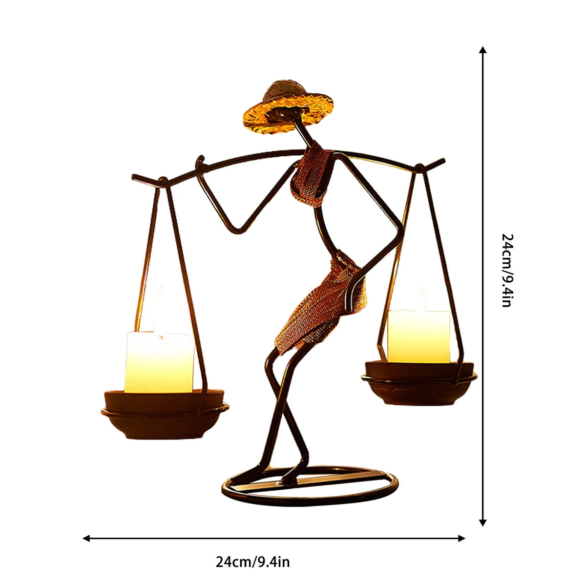 supports bougie métal artisanal figurines humaines couleurs vives mariage décoration intérieure moderne classique