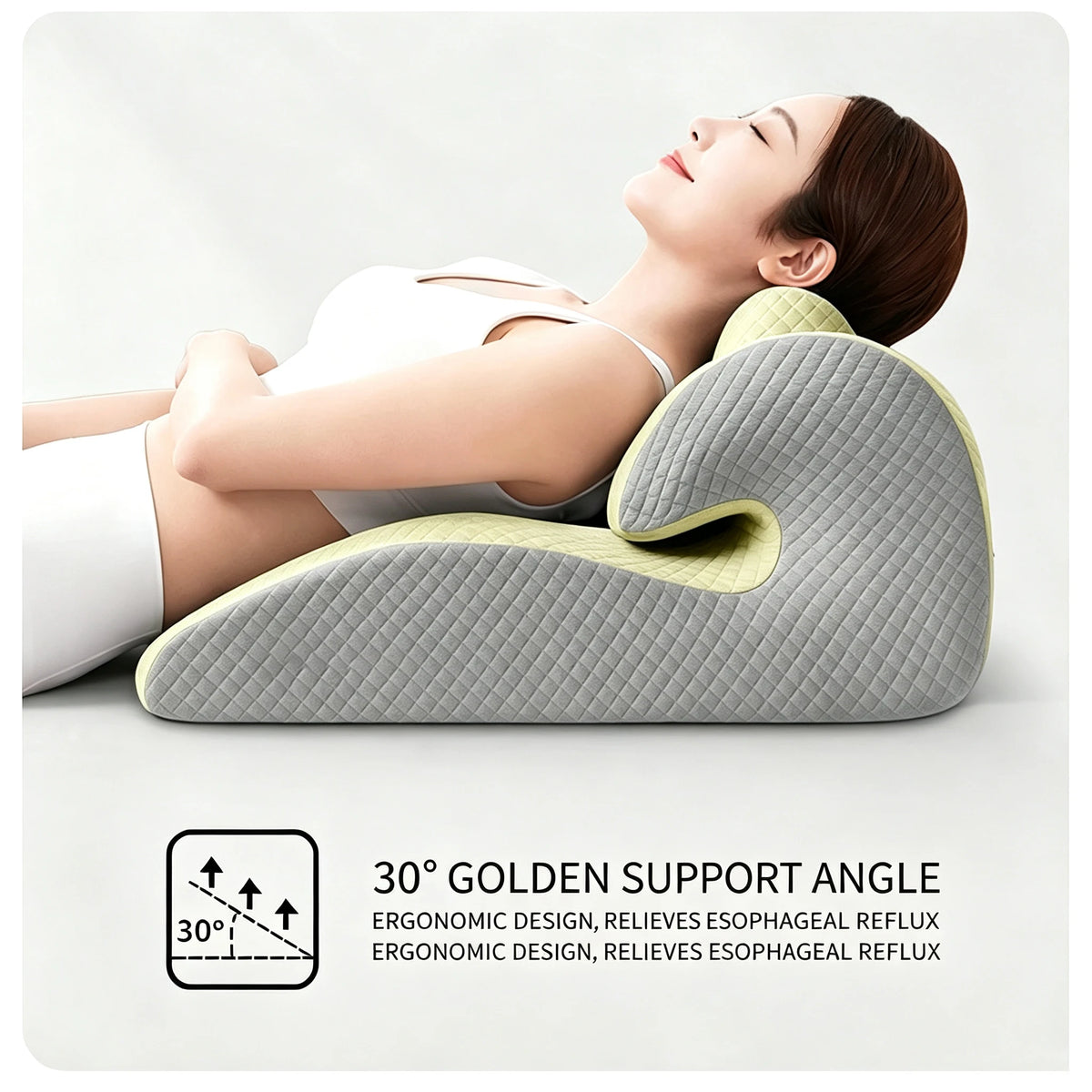 coussin support cervical ergonomique mousse mémoire forme coton carreaux beige gris confort lit