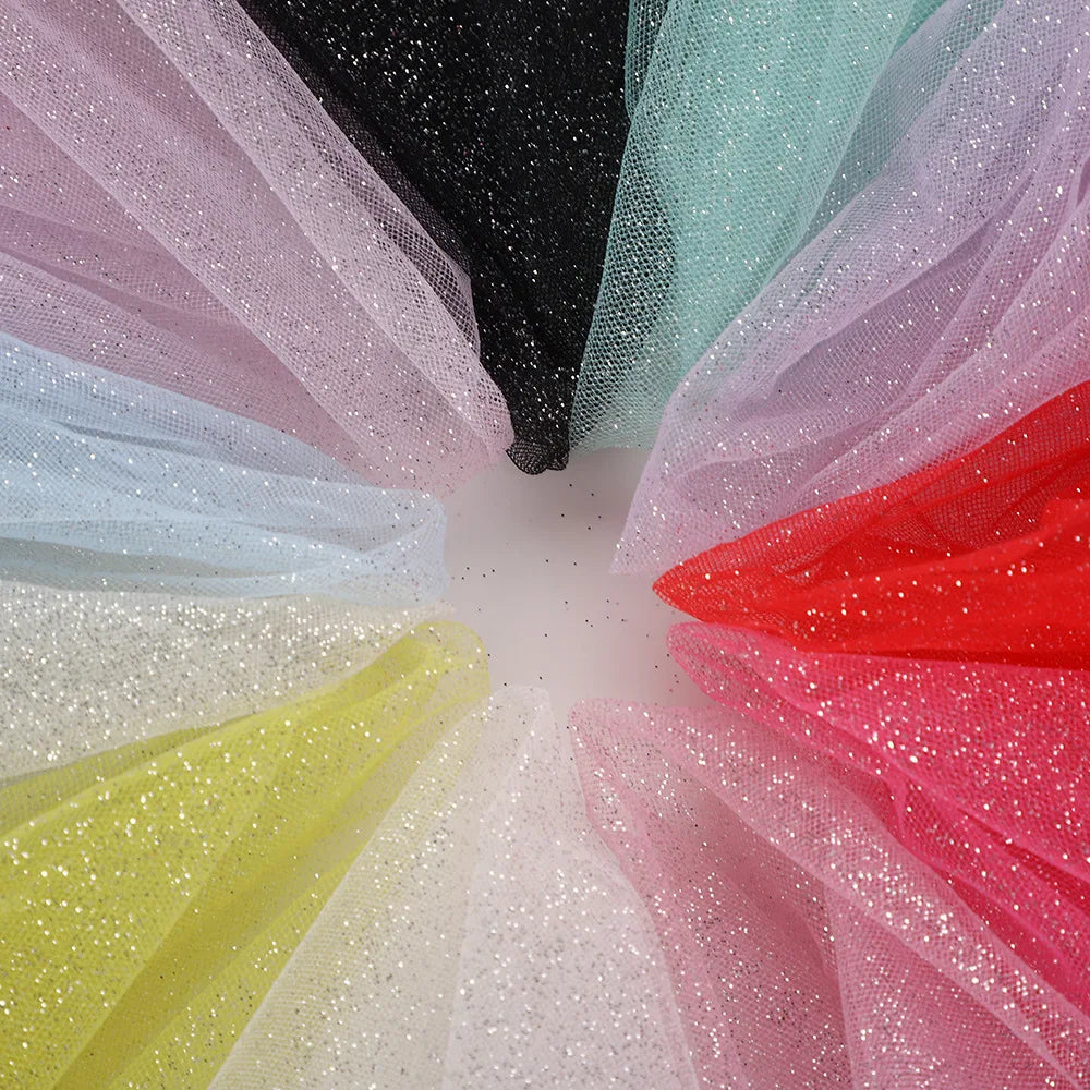 tulle pailleté transparent élégant noir blanc rose rouge vert jaune bleuclair festive