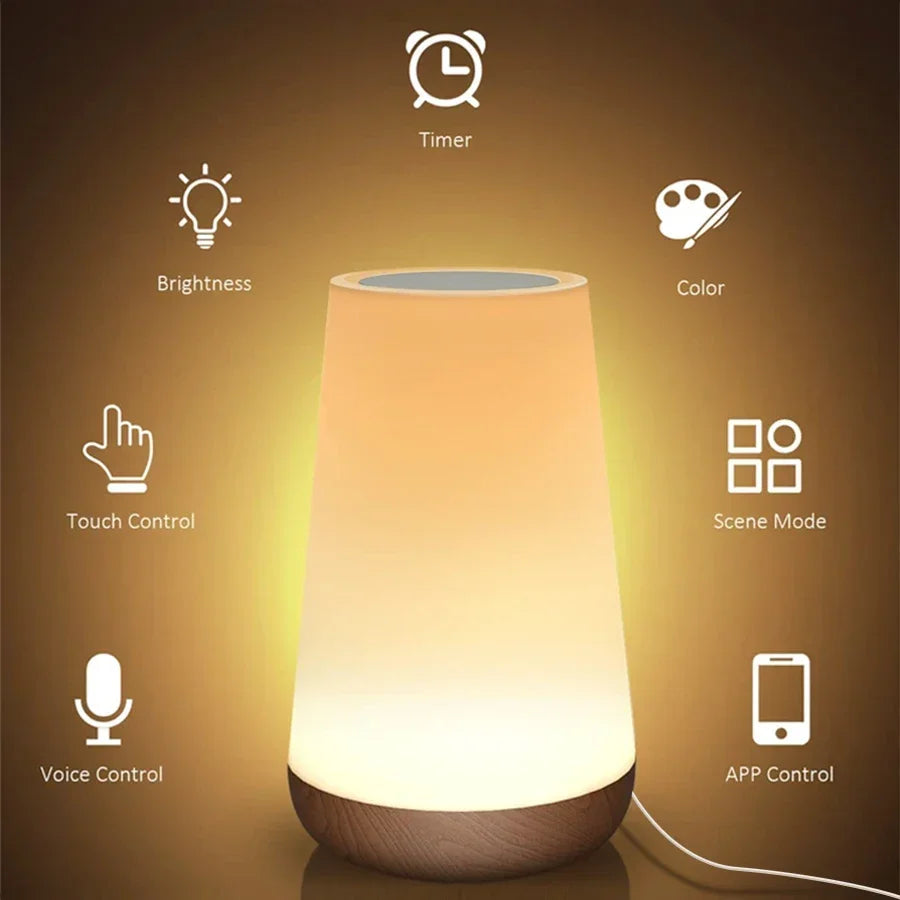 lampe table moderne blanc noir texture bois minimaliste câble alimentation(toucher interrupteur)flux lumineux2492000rgb