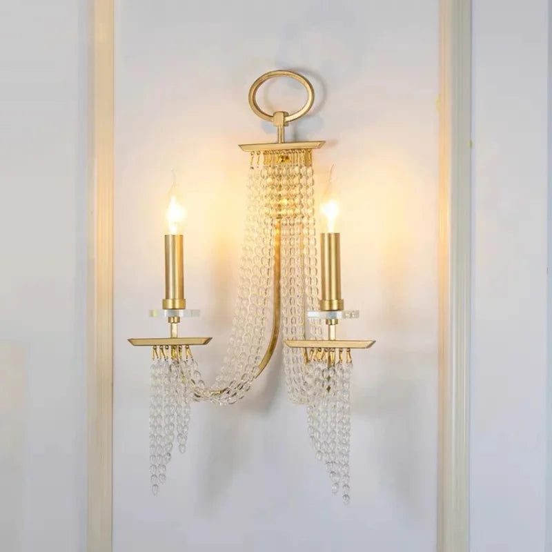 lustre pendentif doré cristal transparent classique chambre salon facile