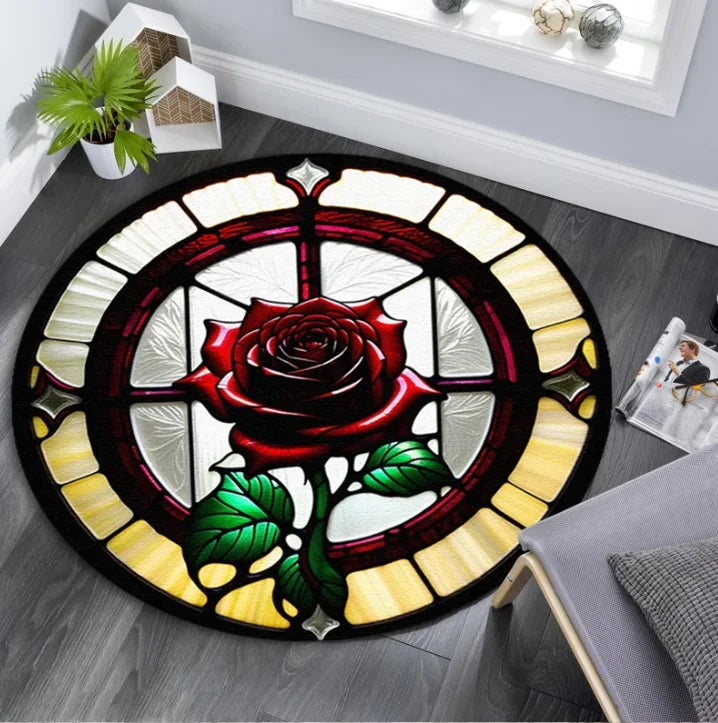 tapis rond moderne peluche polyester antidérapant 40x40cm 80x80cm 120x120cm