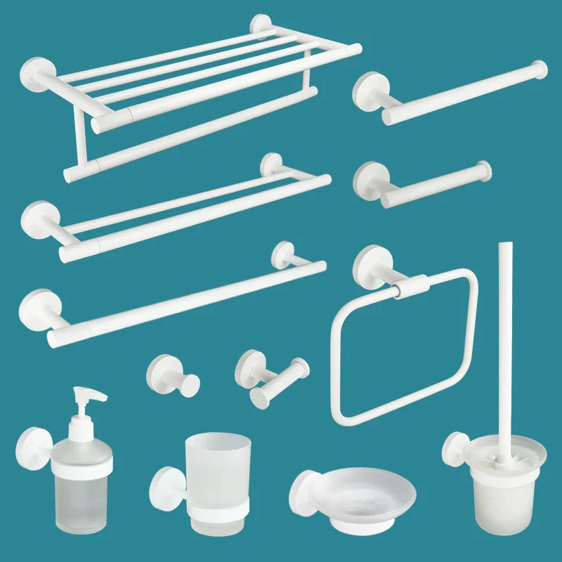 kit accessoires salle bain blanc moderne porte serviette savon papier toilette