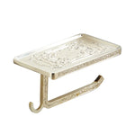 ensemble d'accessoires salle bain or blanc bleu motifs floraux anneau serviette porte papier toilette