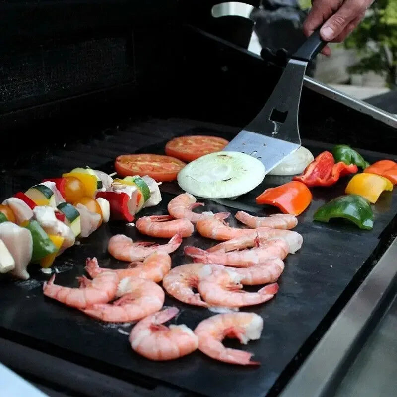 tapis barbecue antiadhésif silicone texturé noir protection cuisine extérieure résistant chaleur