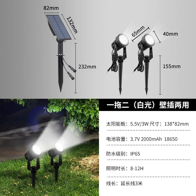 projecteur solaire led ip65 moderne autoinstallation noir opaqueextérieur jardin vacances