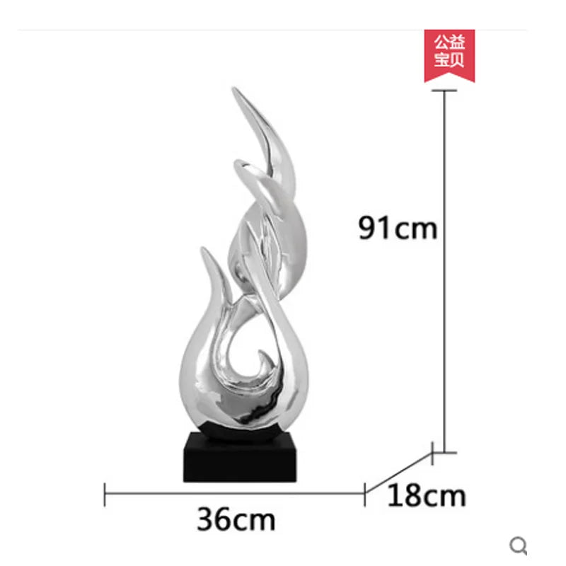 sculpture abstraite moderne résine iceberg or argent noir contemporaine maison salon