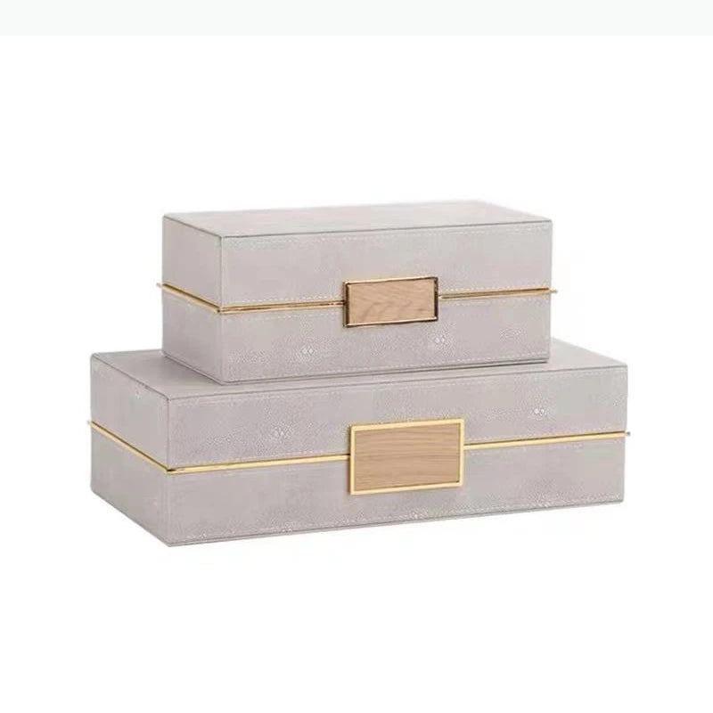 boîtes bijoux cuir gris élégantes fixation dorée rangement coiffeuse opaques