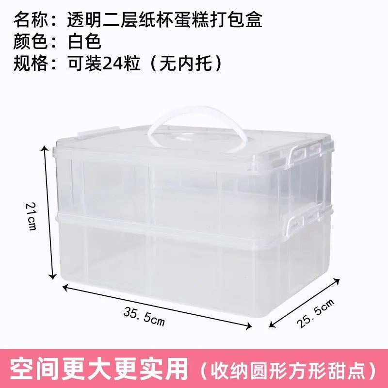 boîtes cupcakes transparentes plastique multi niveaux rotatives poignée détachable modernes