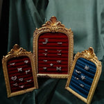 présentoir bijoux velours baroque or rouge bleu noir réutilisable cinq couches respectueux environnement decoration