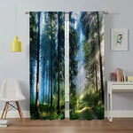 rideau imprimé forêt moderne bleu vert 100 polyester fenêtre 60x150cm x2