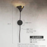 lampe murale moderne led noir doré éclairage chambre salle manger entrée chinois imitation fleur