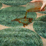 tapis vert moderne salon durable polyester texture douce adhésif circulaire géométrique