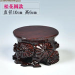 support décoratif bois sculpté floral artisanal marron foncé vase théière statue bouddha décoration intérieure