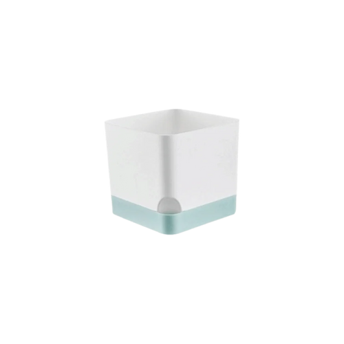 jardin moderne pot plante auto arrosant blanc bleu transparent base extérieure fleuri minimaliste
