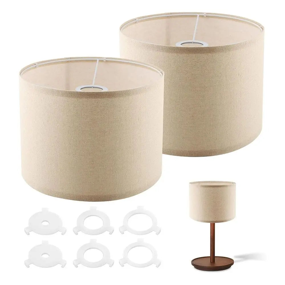 abat jour lin beige gris classique opacité 26cm 19cm fixations anneaux métalliques
