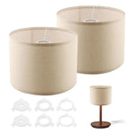 abat jour lin beige gris classique opacité 26cm 19cm fixations anneaux métalliques