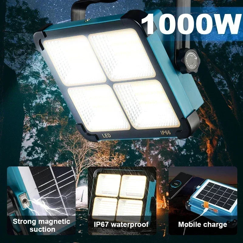lampe travail solaire rechargeable bleu orange moderne multifonctionnelle aimant poignée port usb charge