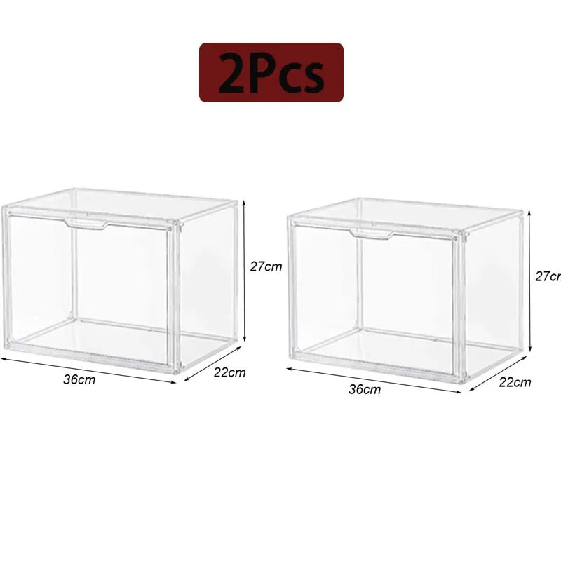 boîtes rangement transparentes acrylique poignées réutilisables modernes minimalistes grande capacité