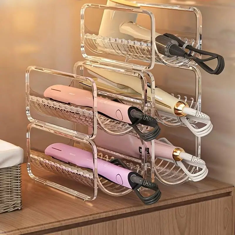 organisateur cordon cheveux transparent moderne fixation clips brosse fer lisser étiquette