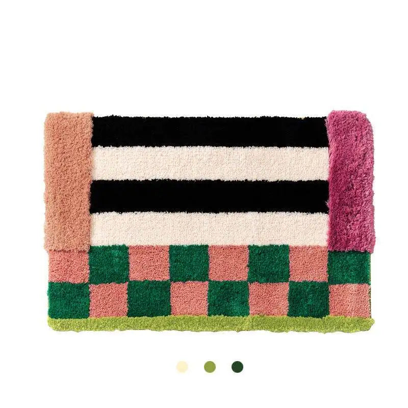 tapis sol polyester fibre anti bactéries résistant décoloration rose noir blanc vert bleu pâle
