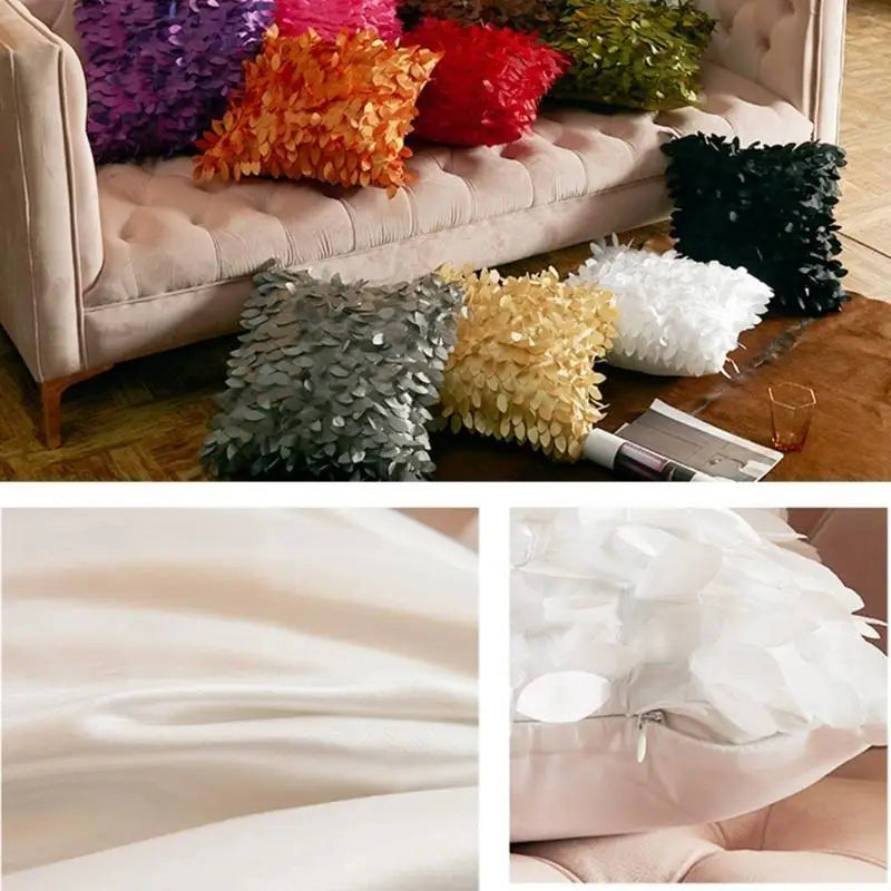 coussin décoratif moderne motif pétales blanc 42cm 42cm salon lit