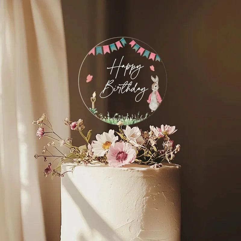 feuilles fleurs transparentes décoration gâteau mariage anniversaire happy birthday mr mrs tringle modernes