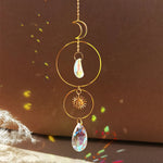mobile solaire cristal lune étoiles fleurs décoration jardin intérieur suspendu boho romantique argent doré