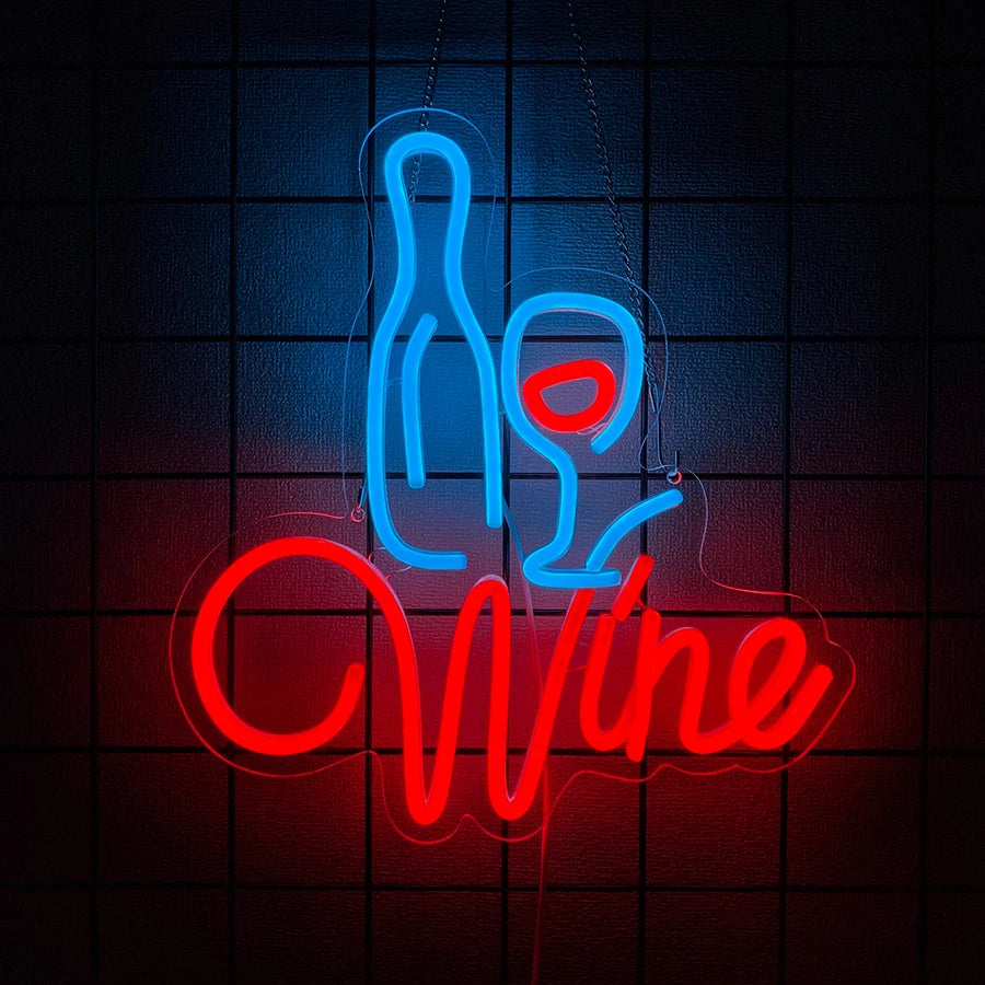néon lumineux lettrage cheers vin lettres drink blanc rouge bleu rose moderne décoration chambre