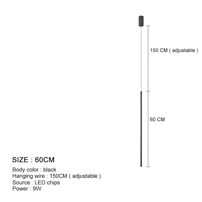 lampe suspension moderne noir rectangulaire lisse 100cm 120cm 80cm 60cm led