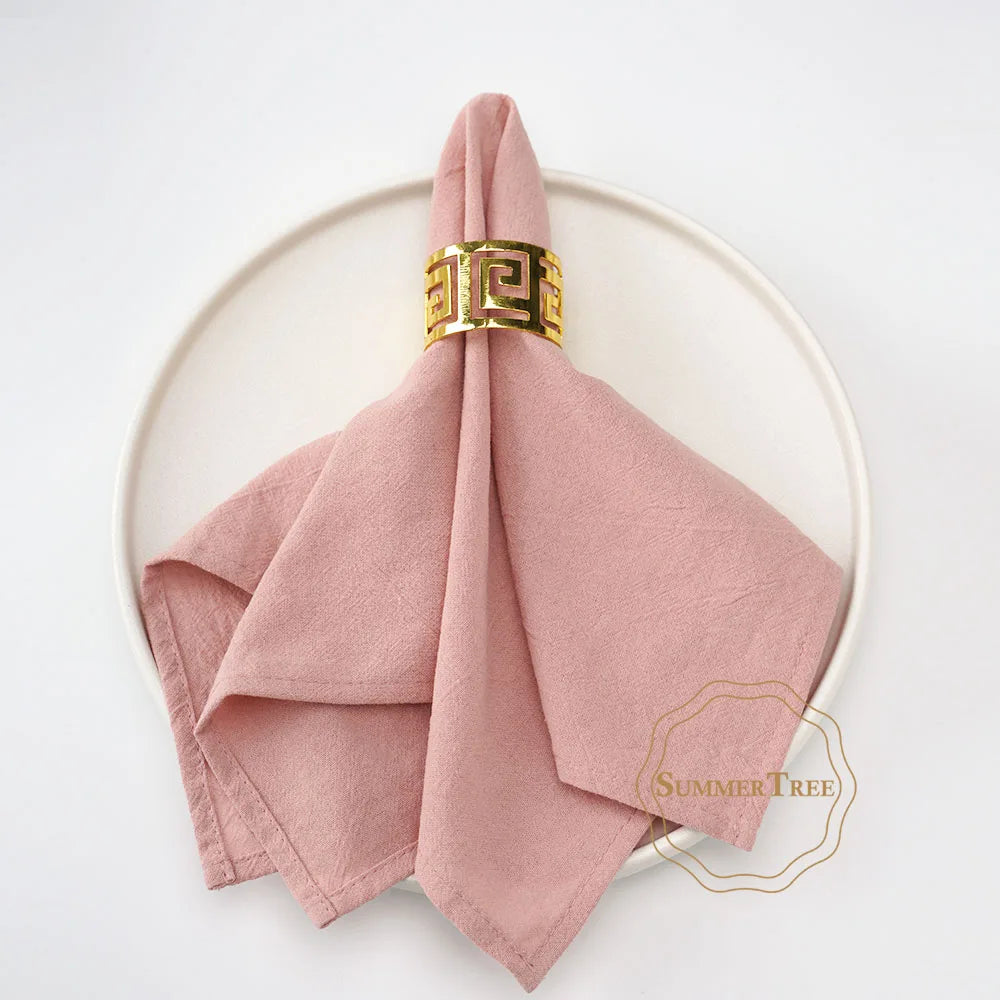 serviettes table coton rose pâle texture lin classique réutilisable 40x40cm