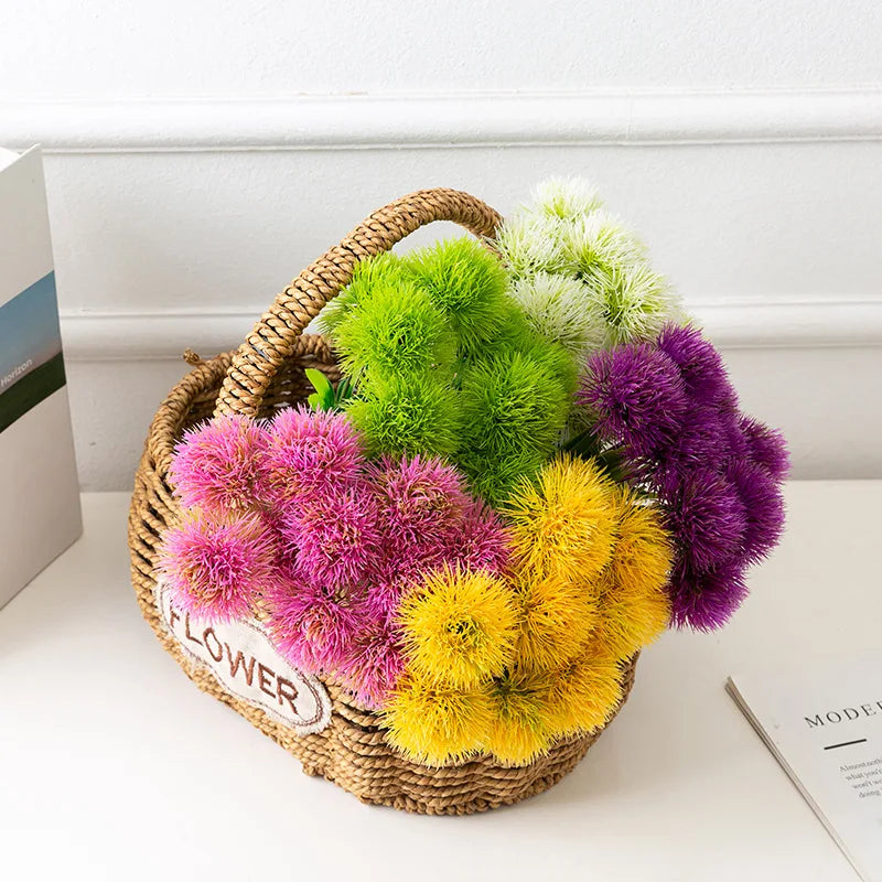 bouquet fleurs artificielles violet jaune vert modernes mariage anniversaire intérieur exposé minimaliste