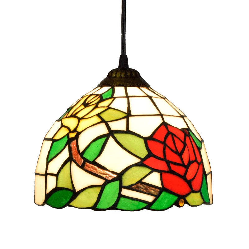 lampe suspendue tiffany multicolore floral chambre moderne étude luminaires métal opacité