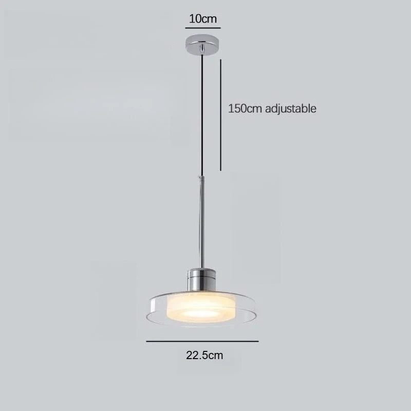 lampe suspendue led moderne noir blanc transparent minimaliste interrupteur bouton acrylique verre chambre salon