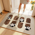 tapis moderne anti dérapant chats noirs fond beige extérieur résistant rides polyester