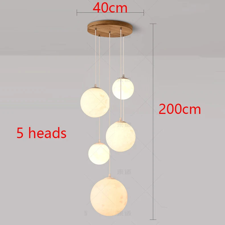 suspension lumineuse moderne plusieurs têtes éclairage led blanc bois clair diffuseur lumière minimaliste
