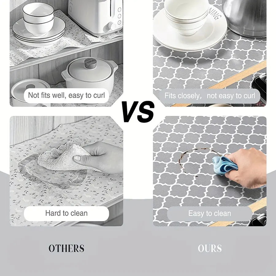 tapis table moderne gris clair blanc motif cercles eva durable imperméable 100x45cm 200x45cm 300x45cm