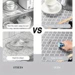 tapis table moderne gris clair blanc motif cercles eva durable imperméable 100x45cm 200x45cm 300x45cm
