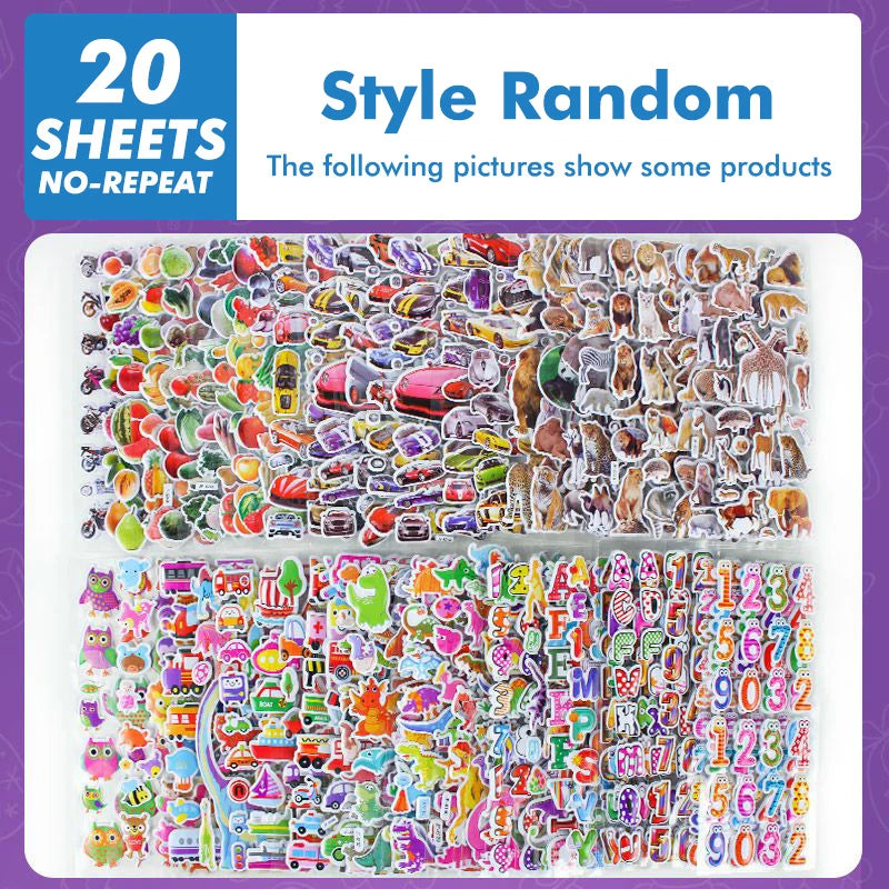 sticker 3d multicolore animaux chiffres véhicules adhésif scrapbooking artisanat enseignement récompense élèves activités
