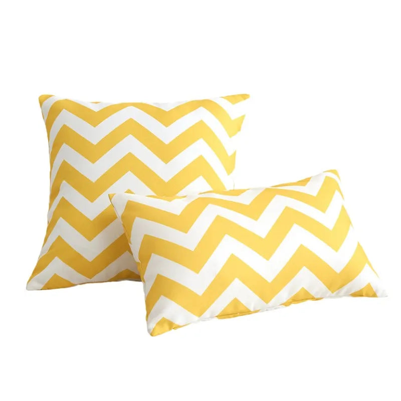 coussin extérieur imperméable jaune zigzag moderne amovible 45x45cm zip polyester