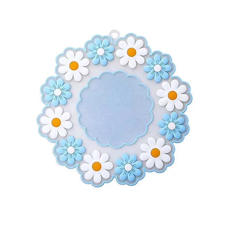tapis protection table silicone floral antidérapant respectueux environnement rose bleu jaune marron