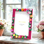 cadre photo diy rose fuchsia vert jaune blanc violet orange floral enfantin 4x6 inches